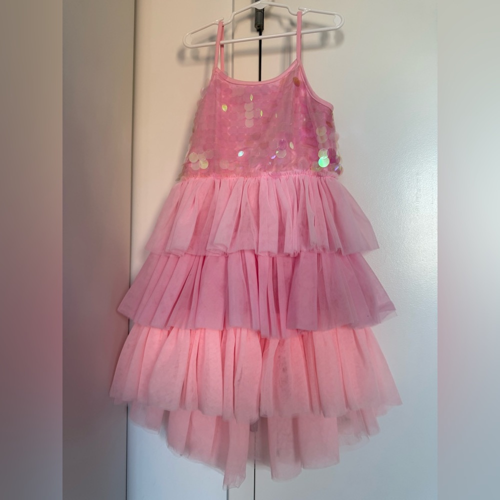 Lola and the Boys Pink Layered Tulle Dress with Sequins